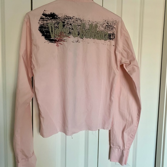 Dolce&Gabbana light pink logo shirt with a zip size Medium - Picture 7 of 8